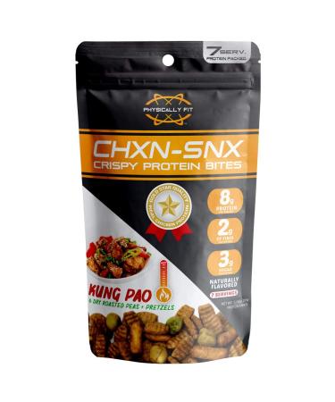 Barn Dad Nutrition CHXN-SNX Crispy Protein Bites, Kung Pao & Dry Roasted Peas and Pretzels, 7 Servings, 56 Grams of Protein Per Bag, 7.15 Ounce, Tan