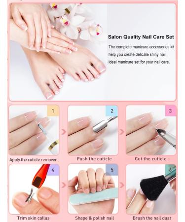 Professional Nail Care Kit - Nail File, Buffer, Softener, Remover, Cuticle Pusher, Oil & Nipper Set - Buy Online on GoSupps.com