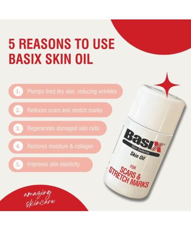 Basix Skin Defence Clear Skin Tissue Oil - Reduce Stretch Marks Scars & Uneven Skin Tone with Tamanu Argan Grapeseed Jojoba Rosehip Calendula & Geranium Oils - International Shipping Available - Buy Online on GoSupps.com