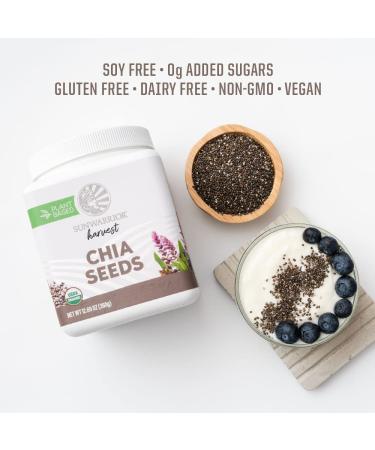 Organic Chia Seeds 360g Tub - Non-GMO Keto Vegan Superfood for Smoothies, Acai Pudding & Baking | Sunwarrior Organic Harvest - Buy Online on GoSupps.com