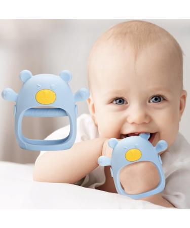 Never Drop Baby Teething Toy for 0-6 Month Infants  Dust-Proof Baby Chew Toys & Soothing Pacifier 2-in-1  Silicone Hand Teether for Babies 6-12 Months Sucking Needs  BPA Free Blue