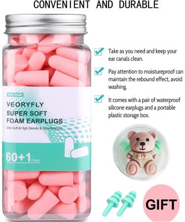 VeoryFly Soft Foam Ear Plugs for Sleep - 122 Pcs - 38 dB SNR - Noise Cancelling & Reusable - Pink - Buy Online on GoSupps.com