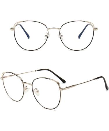 SanDish Cat Eye design Blue Light Blocking Glasses Hipster Metal Frame Women Eyeglasses Non Prescription Silver/Black6 - Buy Online on GoSupps.com