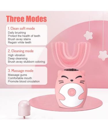 Kids' Sonic Electric Silicone Toothbrush - U Shape 360 Degrees | Pink B | Ages 2-6 | 1 Count - Buy Online on GoSupps.com