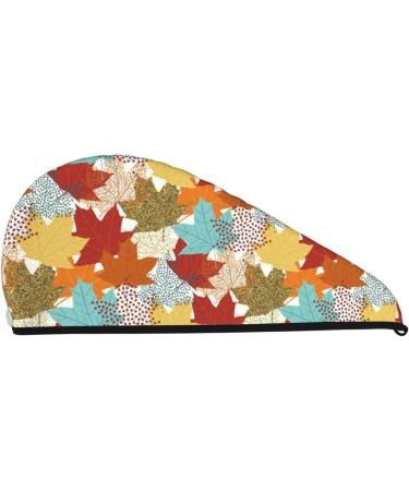 Fall Maple Leaves Microfiber Hair Towel - Ultra Absorbent Coral Velvet Wrap for Long Curly & Thick Hair - Quick Dry Hair Cap for Women - Buy Online on GoSupps.com