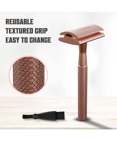 Viking Revolution Rose Gold Double Edge Safety Razor for Women - Stainless Steel Reusable Razor with 10 Blades - Buy Online on GoSupps.com