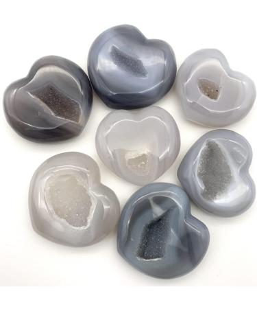 Room Decoration Gemstones for Decoration Natural Geode Agate Heart-Shaped Cluster Handmade Raw Quartz Carved Polished Decoraction Decor Stones Aura Crystal (Size : 55-65mm) - Buy Online on GoSupps.com