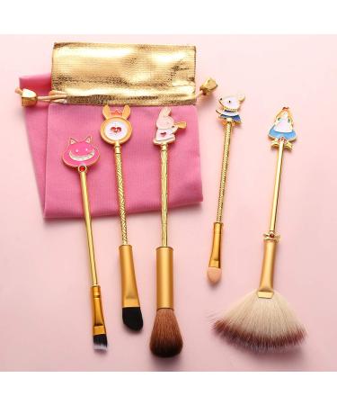Anime Alice in Wonderland Gold Makeup Brushes Set | Foundation Blending Powder Eye Shadow Contour Concealer Blush | Fairy Cosmetic Brush Tools - Buy Online on GoSupps.com