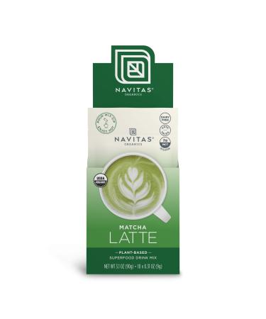 Navitas Organics Matcha Latte, 3.1 oz, Pouch,10 Single Servings — Organic, Non-GMO, Dairy-Free Matcha Latte 10 Count (Pack of 1)