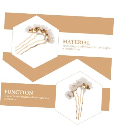 minkissy Petal Hairpin Jade Hair Forks Jade Hair Clip Hair Hanfu Hair Accessories Jade Hair Chopstick Retro Headpiece French Pin Women Hair Chopstick Bride Costume Hosta White - Buy Online on GoSupps.com