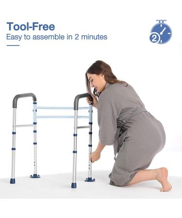 GreenChief Stand Alone Toilet Safety Rail - Heavy Duty Frame for Elderly & Disabled - Freestanding Handrails with Free Grab Bar - Buy Online on GoSupps.com