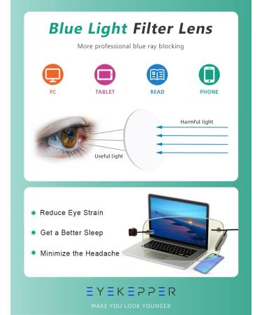 Eyekepper Blue Light Filter Rimless Reading Glasses +0.75 - UV Protection & Stylish Transparent Arms - Shop Internationally - Buy Online on GoSupps.com
