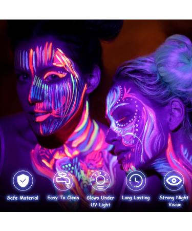 AOOWU UV Glow Face Body Paint Set - 16 Neon Fluorescent Colors - Non-Toxic Makeup Kit for Adults & Kids - Perfect for Parties & Carnivals - Buy Online on GoSupps.com