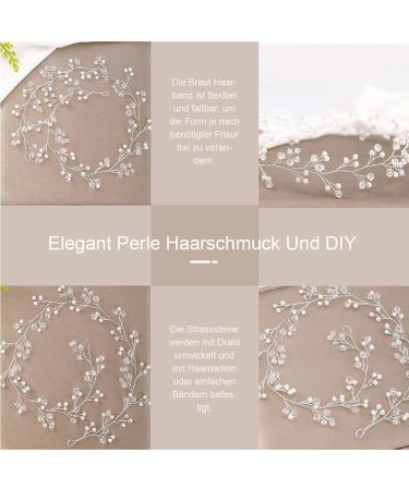 50cm Wedding Hair Jewelry | Bride Pearl Rhinestone Headband | Silk Flower Accessories for Curly Hair & Girls - Buy Online on GoSupps.com