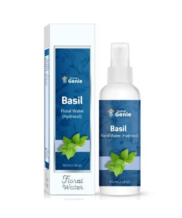 Home Genie Basil (Ocimum basilicum) Floral Water for Skincare- 3.38 Fl Oz (100ml)
