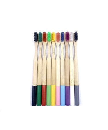 Suicra toothbrushes 10 pieces natural organic environmentally friendly toothbrush adults soft nylon bristles plastic free and biodegradable handle