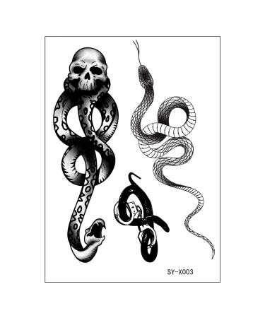 Snake Temporary Tattoo 6 Sheets - Tribal Serpent Mamba Black Roses Spider Web Sword - Party Favors Body Art for Men & Women - Halloween - Buy Online on GoSupps.com
