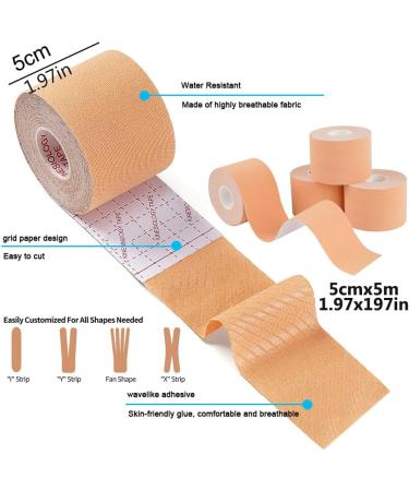 RooRuns Elastic Kinesiology Tape - Hypoallergenic Waterproof K Tape for Sports & Weightlifting (2 Rolls) - International Shipping - Buy Online on GoSupps.com
