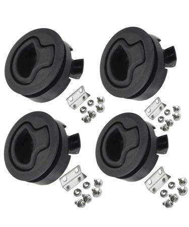 WJSKDQ 4PCS Boat Slam Latch 2'' Flush Pull Slam Latches Round Plastic Round for RV Boat Door Hatch Cabinet Pull Locking Deck Hatch Door black