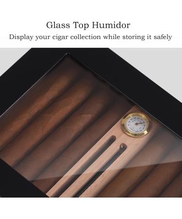 Cigar Boxs Humidors Cigar Humidor Box Cigar Case Cecigar Box 10-18 Cigars with Glass Top and Hygrometer Humidifier Bar Divider - Buy Online on GoSupps.com