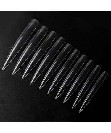 MWoot 120 Extra Long Stiletto False Nail Tips - Sharp End DIY Fingernails 12 Sizes Clear - Perfect for Nail Studios - Buy Online on GoSupps.com