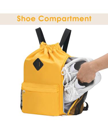 Orange Large Wall Backpack with Cord | Water-Repellent Sports Bag with Shoe Compartment for Men & Women - Buy Online on GoSupps.com