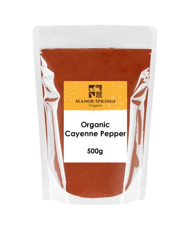 Organic Ground Cayenne Pepper 500g by Manor Springs Organic 500 g (Pack of 1) - Buy Online on GoSupps.com