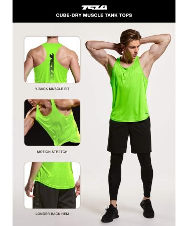 TSLA Men's 3 Pack Y-Back Muscle Tank Tops - Dry Fit Athletic Gym Shirts (Black/ Red/ Neon Green, Large) - Buy Online on GoSupps.com