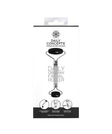 Daily Concepts Daily Facial Roller with Two Stone Heads: Small Stone for Under Eye Area, Large Stone for Entire Face - Jade, Rose Quartz, Obsidian, Amethyst, Opal (Obsidian) - Buy Online on GoSupps.com