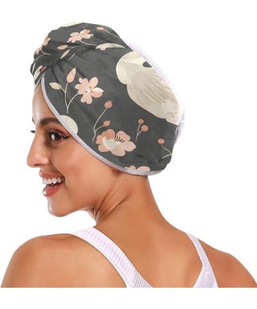 Super Absorbent Swan & Flowers Hair Towel 2 Pack - Quick Drying Hair Turbans for Women & Girls - Buy Online on GoSupps.com