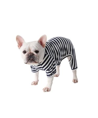 Bt Bear Dog clothing classic striped pajamas soft cotton overall pug French bulldog one-piece for cats puppies small medium-sized dogs (black XL) XL black