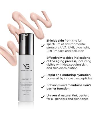 Young Goose Bio-Shield SPF40 | Lightweight Mineral Sunscreen for 360 Protection & Deep Hydration | Soothing & Radiant | 50ml - Buy Online on GoSupps.com