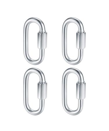 4 pieces M8 carabiner hook heavy load screw carabiner stainless steel quick coupling chain carabiner hooks for swing outdoor activities camping fishing hiking travel (500 kg warehouse)