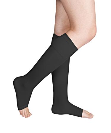 Support knee highs (color: black) open toe