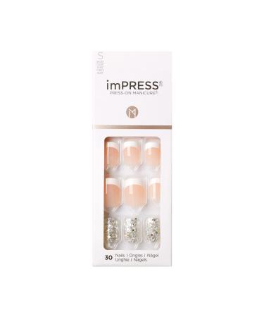 KISS imPRESS Press-On Manicure, Nail Kit, PureFit Technology, Short Press-On Nails, Time Slip, Includes Prep Pad, Mini File, Cuticle Stick, and 30 Fake Nails