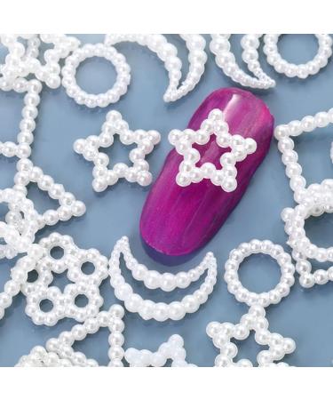 Beavorty 1 pearl nail accessories cross charms for nails pearl powder for nails pearls pearl manicure charms nail charms nail art decoration nail art decors 3d super flash white gem abs - Buy Online on GoSupps.com