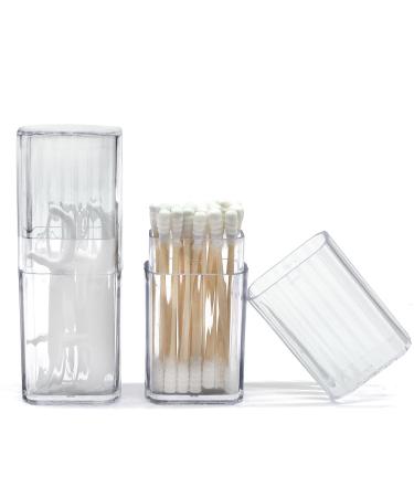 Cotton swabs container for travel 2 pieces of portable small cotton swabs donor clear plastic cotton swab storage box with dustproof lid for cotton binder toothpick transparent - Buy Online on GoSupps.com