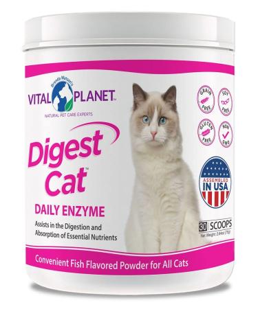 Vital Planet - Digest Cat Digestive Enzyme Blend Powder for Cats 75 Grams 30 Scoops