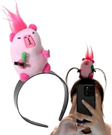 Aizuoni Capybara Hair Bands Capybara Animal Funny Headband | Cute Animal Hair Hoop Non Slip Solid Head Band Plush Doll Headband for Face Washing Pink - Buy Online on GoSupps.com