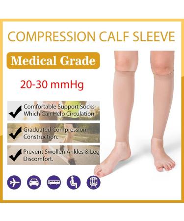 VARCOH Women's Small Beige Calf Compression Sleeves | Reduce Fatigue & Improve Circulation - Buy Online on GoSupps.com