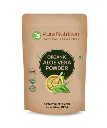 Pure Nutrition Organic Aloe Vera Powder 8 OZ (227 Grams) | USDA Certified Organic | Promotes Hair Growth Natural Skin Moisturiser | Non-GMO | Gluten Free