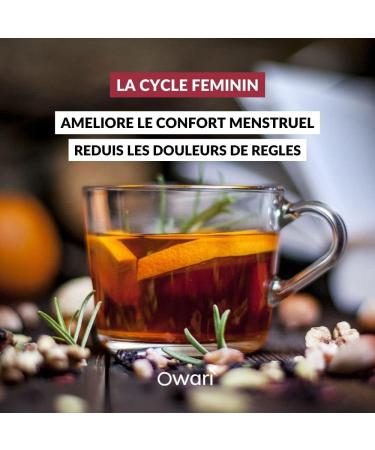 SLIMTEA OWARI FEMALE CYCLE - Menstrual Pain Relief Herbal Tea for Women - Infusion for Painful Periods and Menstrual Comfort - Loose Raspberry Leaf Herbal Tea 100g - 100% Natural and Produced in France - Buy Online on GoSupps.com