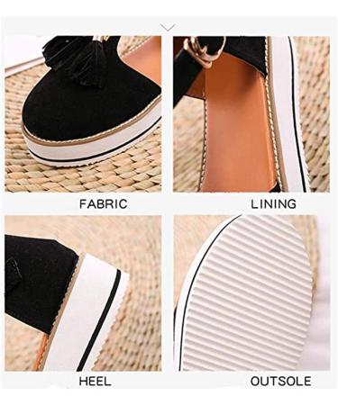 Creev Women's Vintage Leather Platform Sandals with Tassels Closed Toe Ankle Straps - Dark Gray & Light Gray - EU Sizes 35 & 41 - International Shipping - Buy Online on GoSupps.com