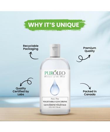 PUROLEO Vegetable Glycerin 8 Fl Oz/236 ML (Packed In Canada) Pure Glycerin for Face Skin and DIY Cosmetics USP Grade glycerin glycerine glycerin for face glycine vegetable glycerin for skin 236 ml (Pack of 1) - Buy Online on GoSupps.com