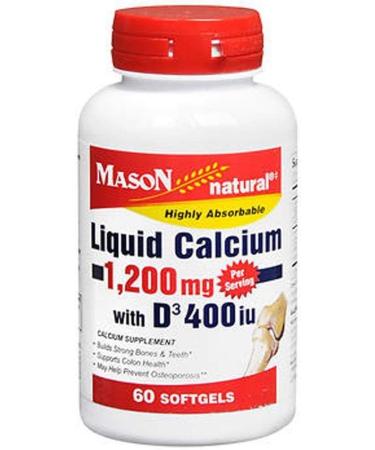 Mason Natural Liquid Calcium 1200mg with D3 2000iu Softgels - 60 Count - Buy Online on GoSupps.com