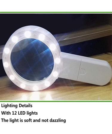 Magnifying Glass Magnifier with 12 LED Lamps Vision Aid Handheld Magnifying Glass 30X HD Lens Practical High for Power Antique Identification Magnifier - Buy Online on GoSupps.com