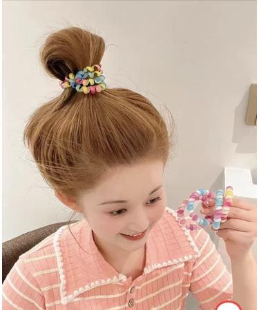 Iridescent Spiral Hair Ties - 4Pcs Phone Cord Coiled Hair Ties for Thick Hair - Buy Online on GoSupps.com