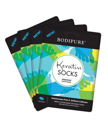 Bodipure 4 Pack Keratin Socks Premium Foot Mask 4 Count (Pack of 1)