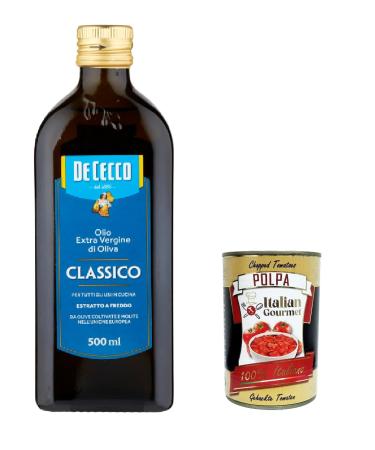 Italian Gourmet E.R. De Cecco Classico 3-pack of extra virgin olive oil 500ml bottles + Italian Gourmet Polpa