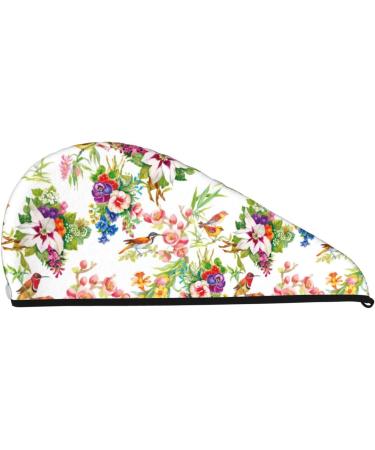 Wild Exotic Birds & Flowers Microfiber Hair Towel | Super Absorbent Coral Velvet Wrap for Long Curly & Thick Hair - Quick Dry for Women - Buy Online on GoSupps.com